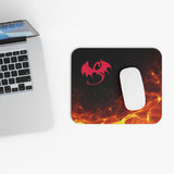 Dragon Flame Mouse Pad — Rectangular Gaming Desk Mat with Red Dragon Emblem