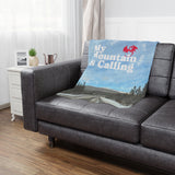 Dragon Sky Minky Blanket — Scenic Mountain Sky with Red Dragon and 'And I’m On My Way' Text