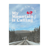 Dragon Sky Minky Blanket — Scenic Mountain Sky with Red Dragon and 'And I’m On My Way' Text
