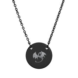 Engraved Dragon Circle Necklace – Personalized Round Pendant