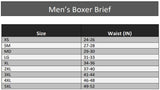 This is a picture of the size chart for the FR Essential Active Flame-Resistant Boxer Brief by Seraphina Safety Apparel.