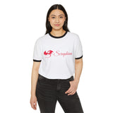 Ringer T-Shirt — Seraphina Dragon Logo with Inspirational Philippians Quote