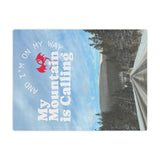 Dragon Sky Minky Blanket — Scenic Mountain Sky with Red Dragon and 'And I’m On My Way' Text