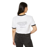Ringer T-Shirt — Seraphina Dragon Logo with Inspirational Philippians Quote